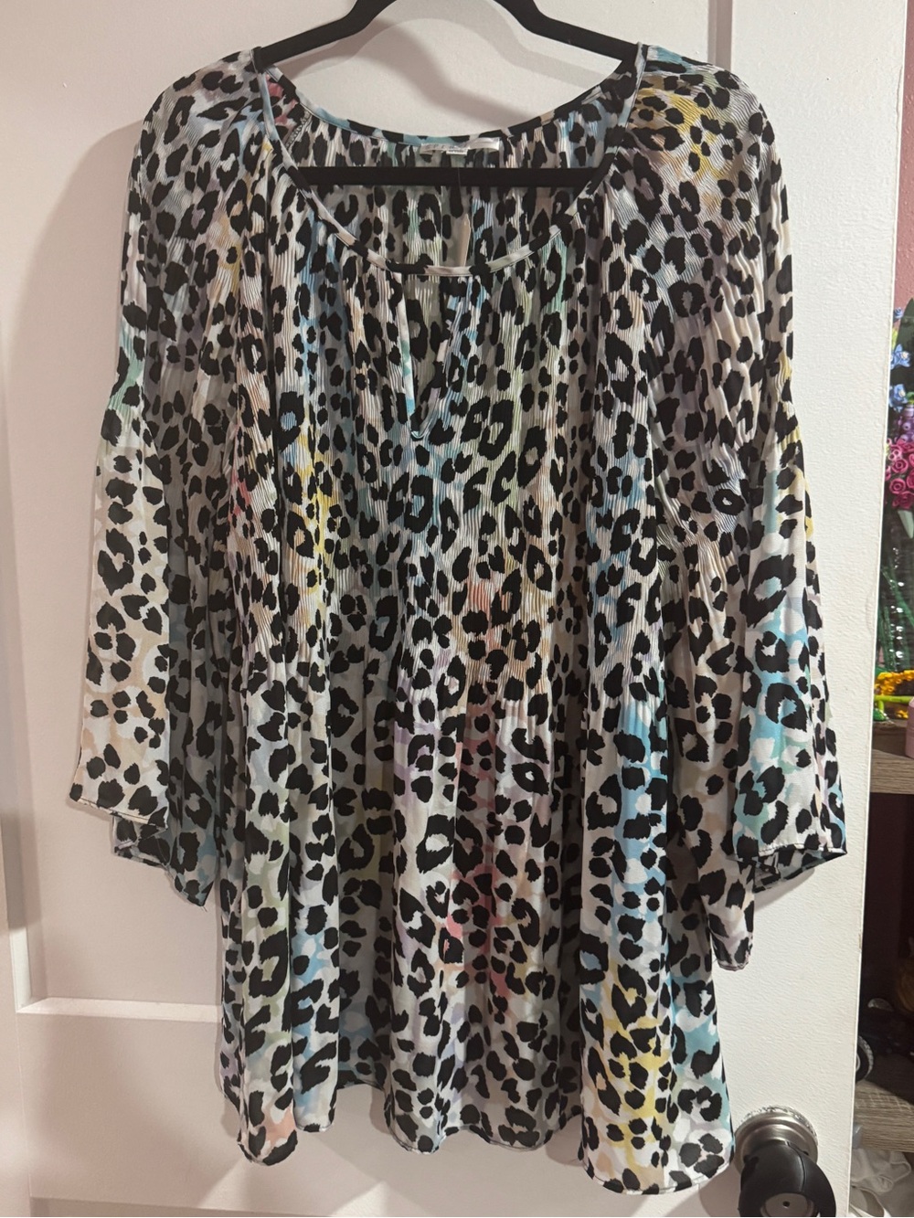 Women’s Multicolor Leopard Print Blouse - Lightweight Tunic Top